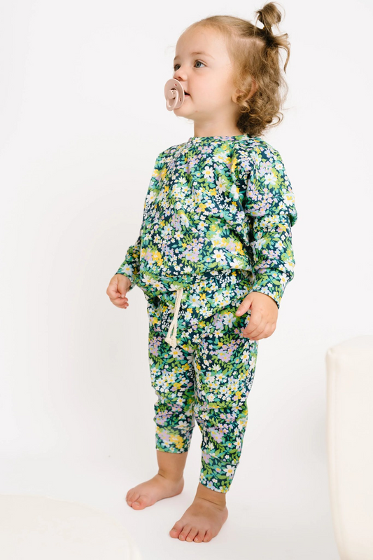 GLP2000 Green Floral Fall Long Sleeve Wholesale Boutique Kid Outfit Clothing Sets