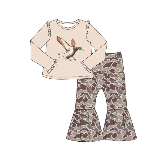 GLP2004 Duck Fall Long Sleeve Wholesale Boutique Kid Outfit Clothing Sets