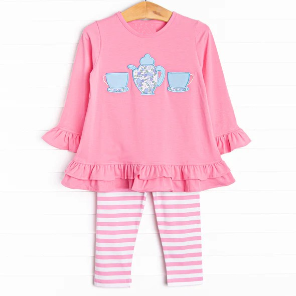 GLP2098 Pink Long Sleeve Wholesale Boutique Kid Outfit Clothing Sets