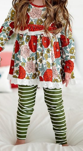 GLP2099 Floral Long Sleeve Wholesale Boutique Kid Outfit Clothing Sets