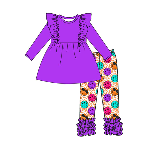 GLP2137 Purple Long Sleeve Wholesale Boutique Kid Outfit Clothing Sets