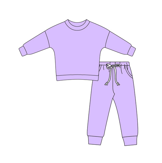 GLP2249 Purple Girls Summer Short Sleeve Wholesale Boutique Kid Outfit Clothing Set