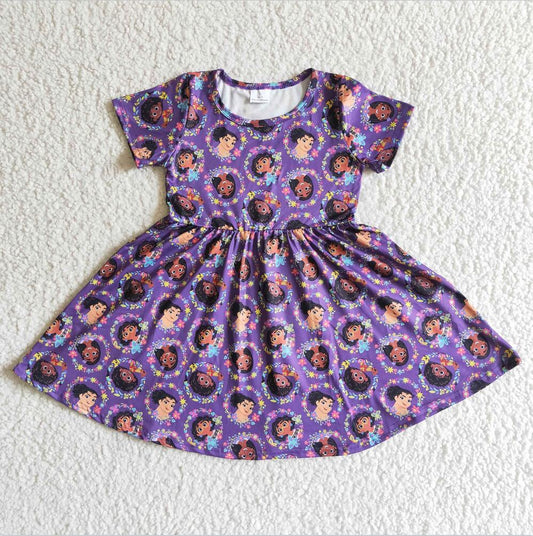 GSD0008 Purple Cute Girl Summer Clothing Girls Dress