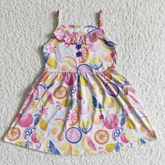 GSD0026  Cute Girl Short Sleeve Lemon Wear Tunic Dress