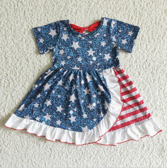 GSD0033 4th of July Cute Girl Summer Clothing Girls Dress