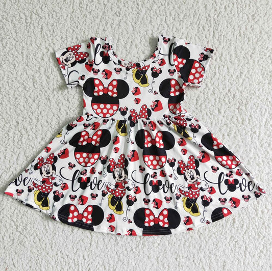 GSD0044 Cartoon Girl Summer Girls Floral Deer Dress