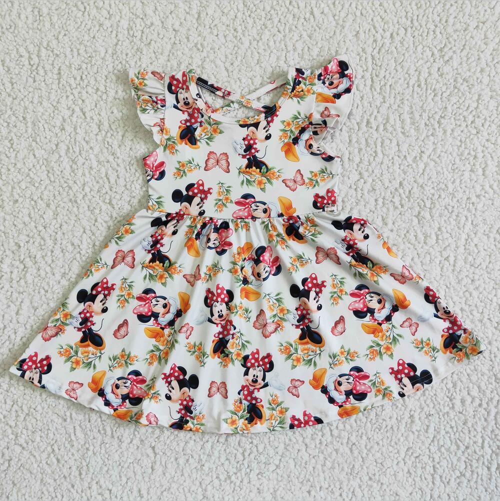 GSD0048 Cartoon Summer Girls Floral Deer Dress