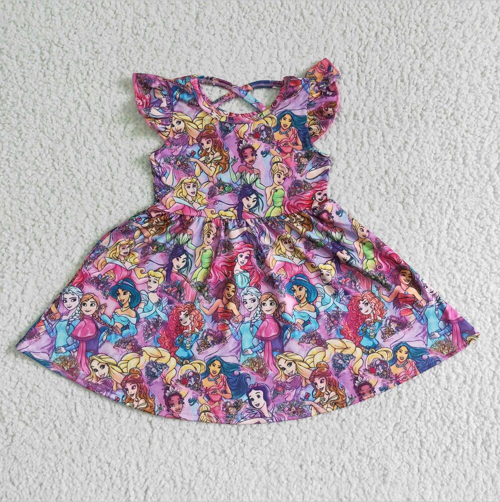 GSD0049 Purple Kid Shorts Summer Boutique Children Dress