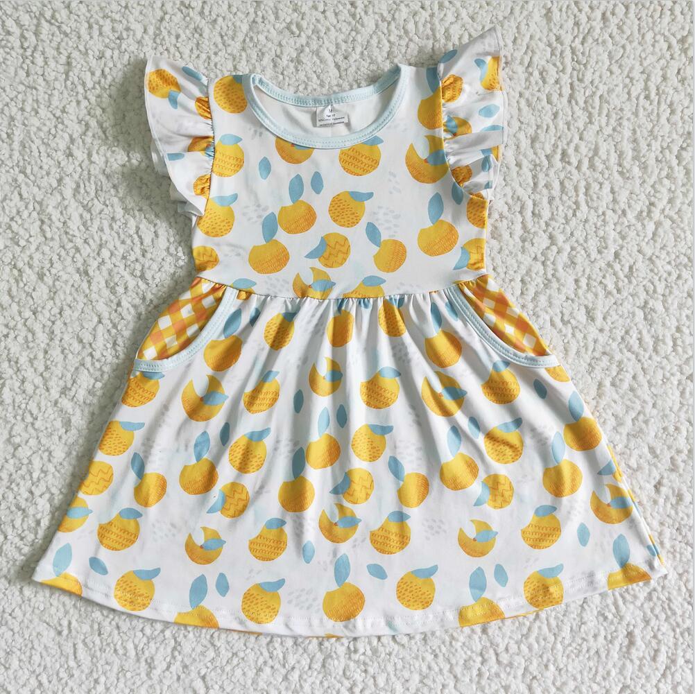 GSD0074 Lemon Girl Summer Clothing Girls Dress