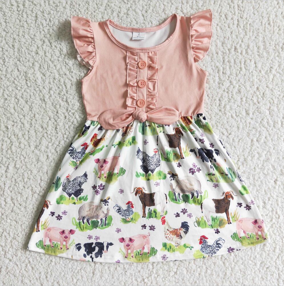 GSD0097 Farm Short Sleeve Baby Girls Summer Dress