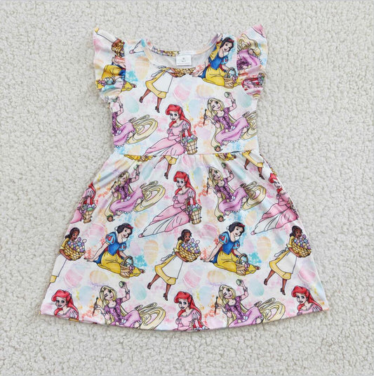 GSD0168 Princess Baby Girls Summer Highland Cow Floral Dress