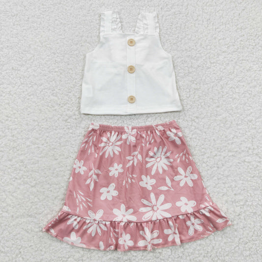 RTS NO MOQ Baby Girls Summer Sets GSD0270 Strap Top Skirts Summer Shorts Sets