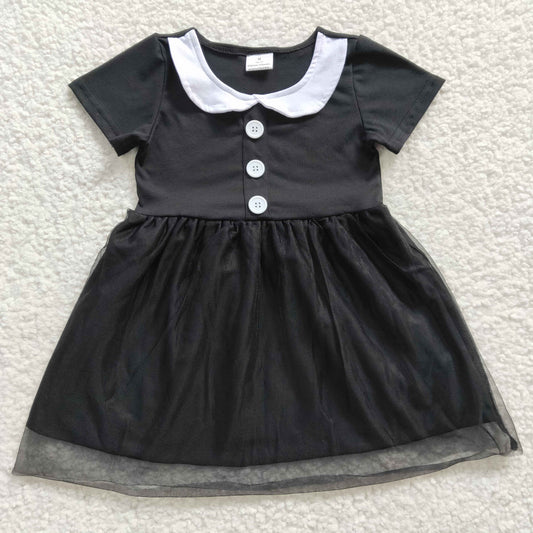 GSD0285 Black Cute Girl Summer Short Sleeve Clothing Girls Dresses