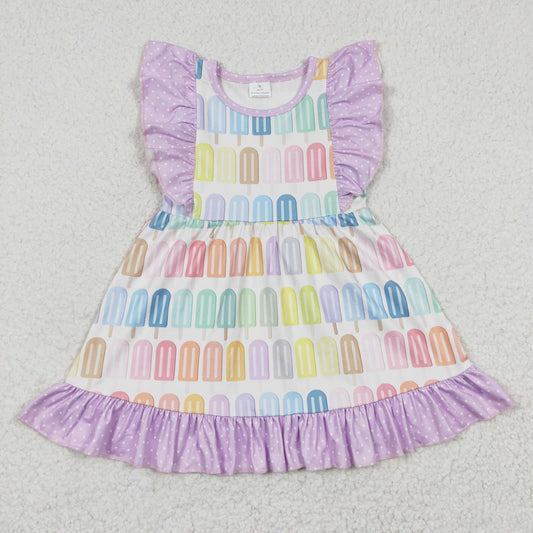 7.26 RTS NO MOQ Baby Girl Summer Skirt GSD0293 Popstick Ruffle Knee Length Dresses