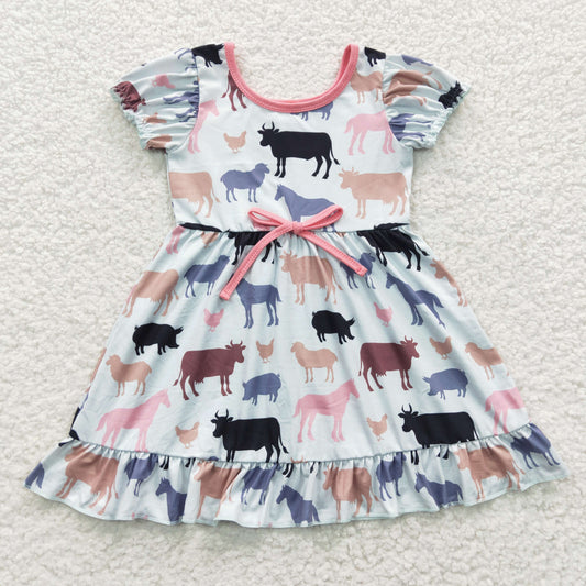 7.26 RTS NO MOQ Baby Girl Summer Skirt GSD0306 Animal Farm Knee Length Dresses