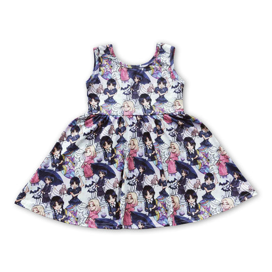RTS NO MOQ Baby Girl Summer Skirt GSD0335 Black Umbrella Sleeveless Movie Knee Length Dresses