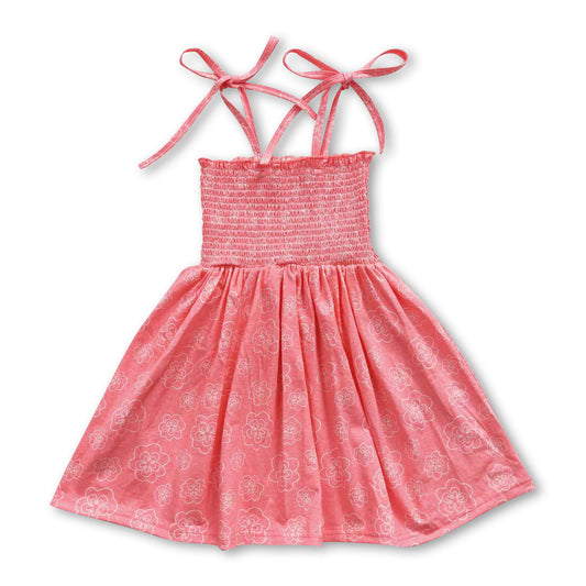 6.21 RTS NO MOQ Baby Girl Summer Skirt GSD0350 Pink Smocked Knee Length Dresses