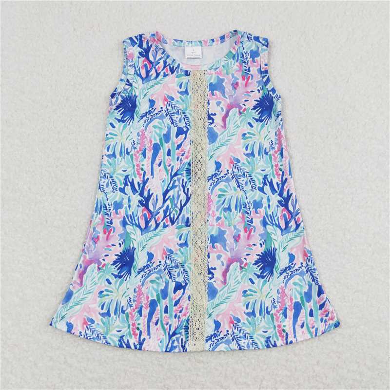 RTS NO MOQ Summer Sibling  Baby Girls Shirt Top Water Flowers Shorts Dresses Clothes Sets