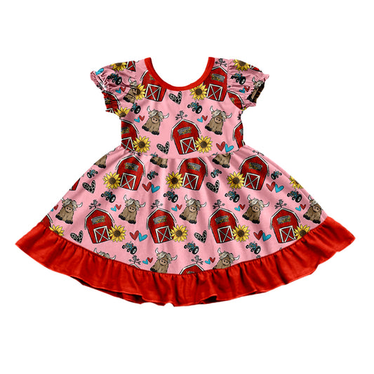 GSD1025 Farm Girl Summer Design Short Sleeve Children Dresses