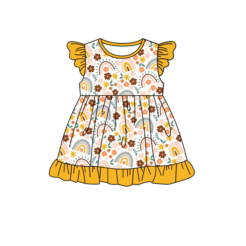 GSD1026 Yellow Girl Summer Design Short Sleeve Children Dresses