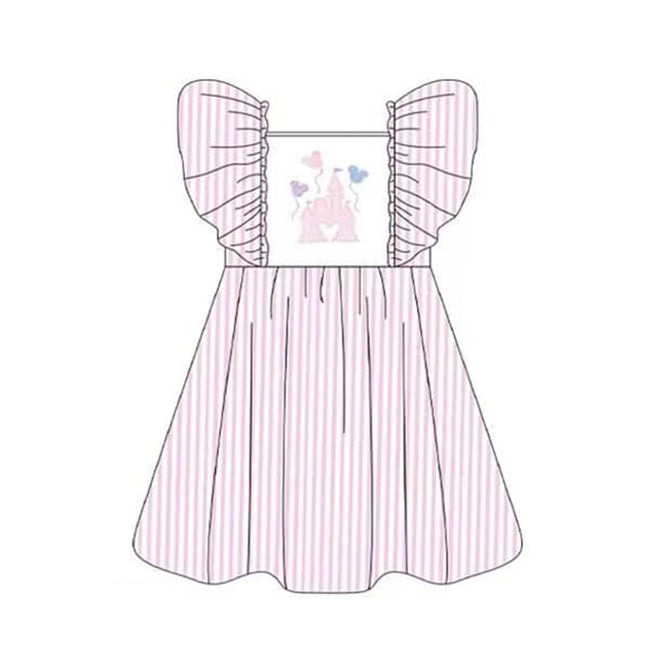 GSD1028 Pink Girl Summer Design Short Sleeve Children Dresses