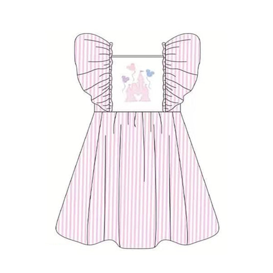 GSD1028 Pink Girl Summer Design Short Sleeve Children Dresses