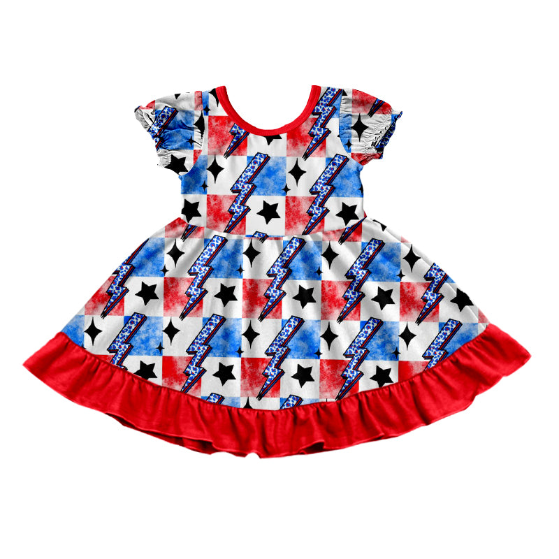 GSD1029 4th of July Girl Summer Design Short Sleeve Children Dresses