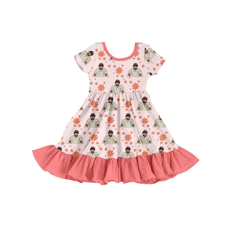 GSD1031 Pink Girl Summer Design Short Sleeve Children Dresses