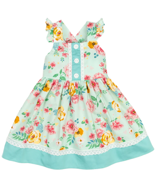 GSD1034 Floral Girl Summer Design Short Sleeve Children Dresses