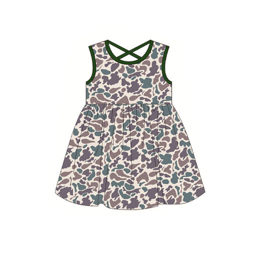 GSD1041 Camo Summer Baby Girls Wear Short Sleeve Kid Dresses