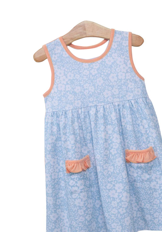 GSD1048 Blue Summer Girls Wear Short Sleeve Kid Twirl Dresses