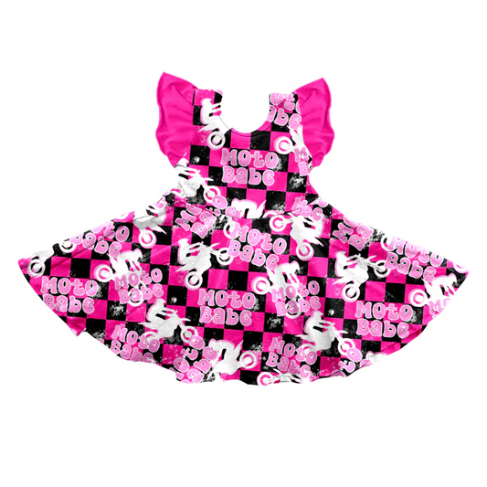 GSD1051 Pink Summer Girls Wear Short Sleeve Kid Twirl Dress