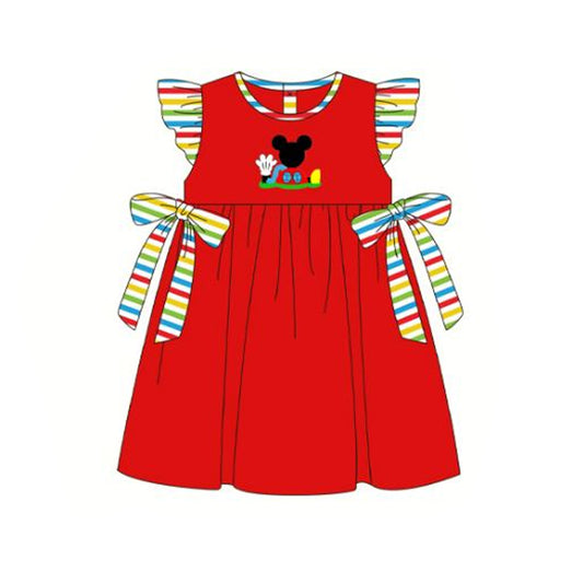 GSD1053 Red Summer Girls Wear Short Sleeve Kid Twirl Dress