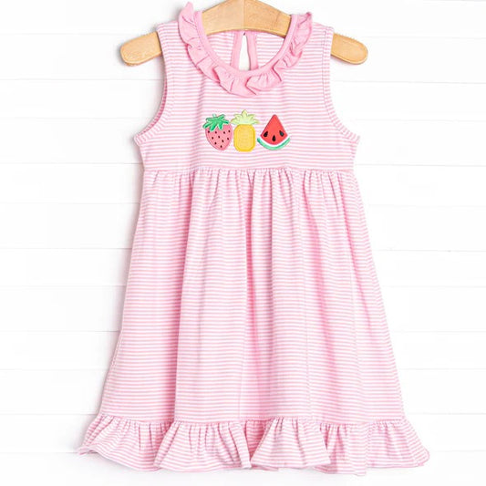 GSD1055 Pink Watermelon  Summer Girls Wear Short Sleeve Kid Twirl Dress