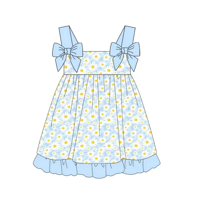 GSD1066 Blue Summer Baby Girls Wear Short Sleeve Kid Dress