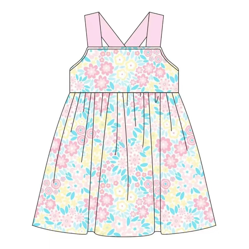 GSD1067 Pink Summer Baby Girls Wear Short Sleeve Kid Dress