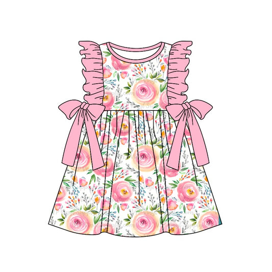 GSSO1165 Summer Floral Baby Girls Wear Short Sleeve Kid Dresses