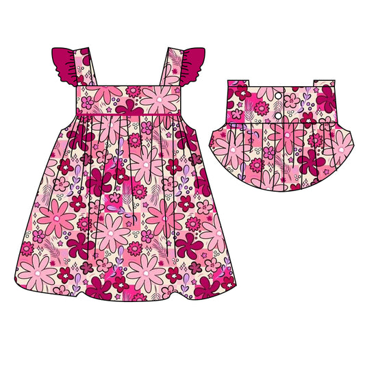 GSD1075 Floral Summer Baby Girls Wear Short Sleeve Kid Dress