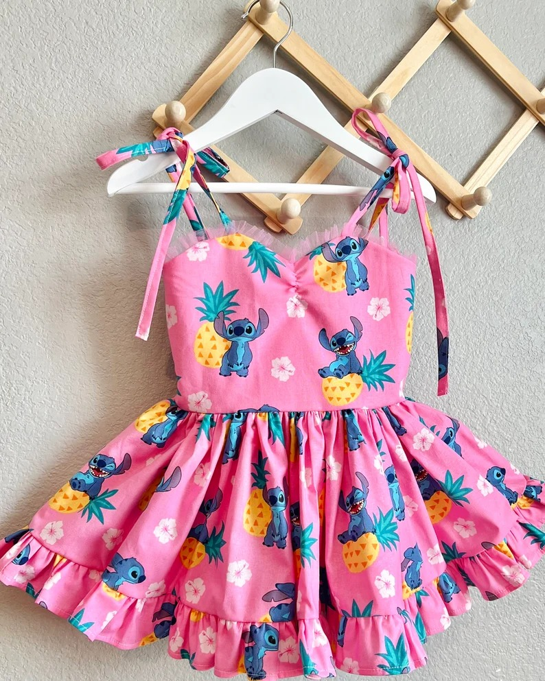 GSD1080 Pink Summer Baby Girls Wear Short Sleeve Kid Dress