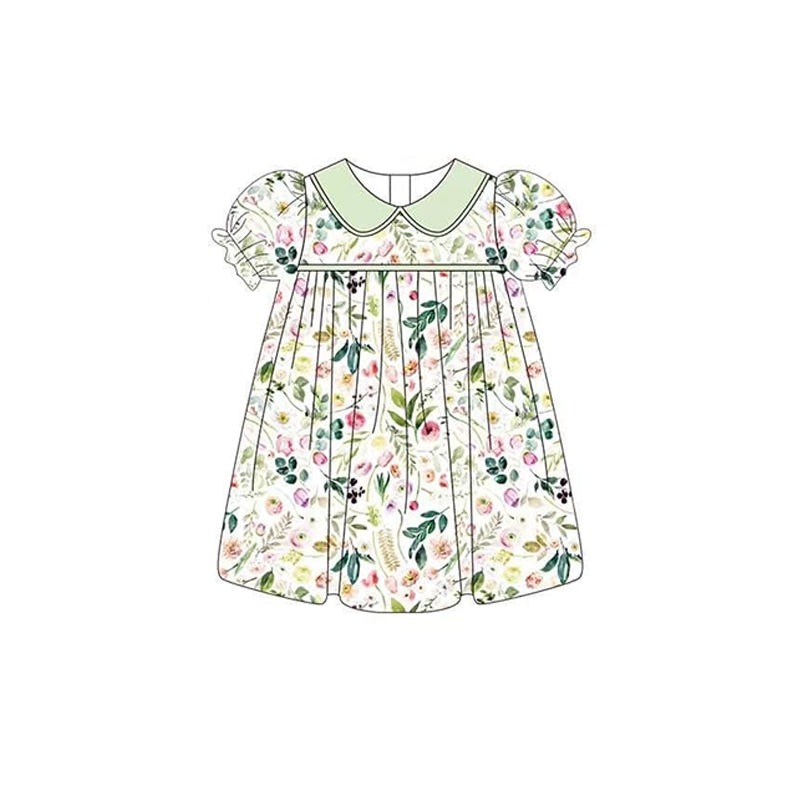 GSD1101 Flower Cute Baby Girls Short Sleeve Dresses