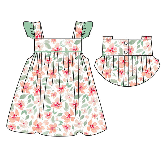 GSD1103 Cute Floral Baby Girls Wear Short Sleeve Dresses
