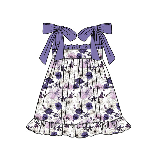 GSD1109 Purple Floral Baby Girls Short Sleeve Dress