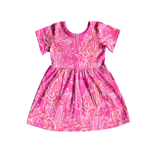 GSD1116  Cute Pink Baby Girls Short Sleeve Dress