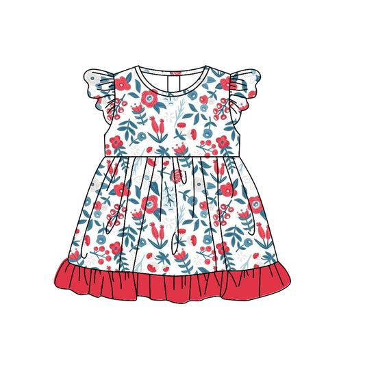 GSD1121 Floral Cute Baby Girls Short Sleeve Dress
