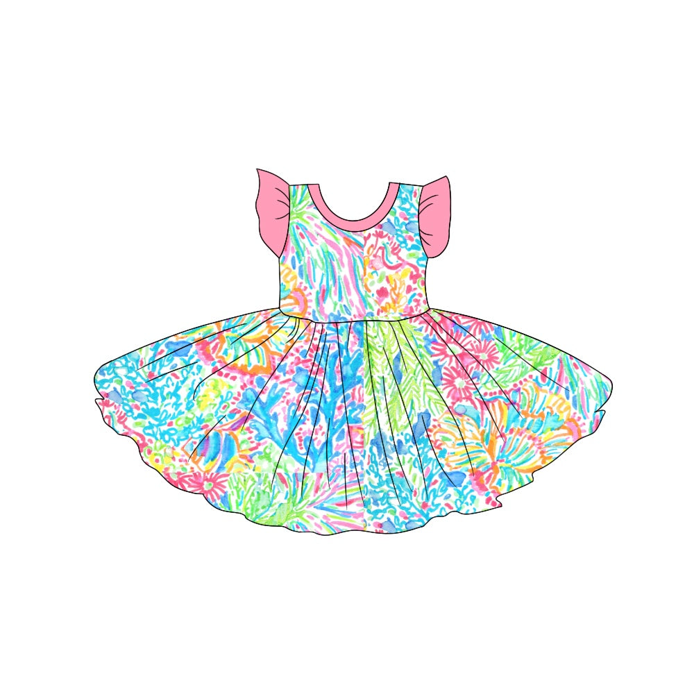 GSD1135 Colorful Cute Baby Girls Wear Short Sleeve Twirl Dresses