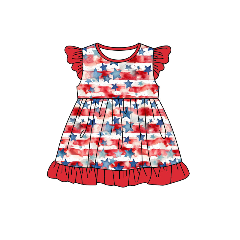 GSD1141 4th of July Cute Baby Girls Wear Short Sleeve Kid Dresses