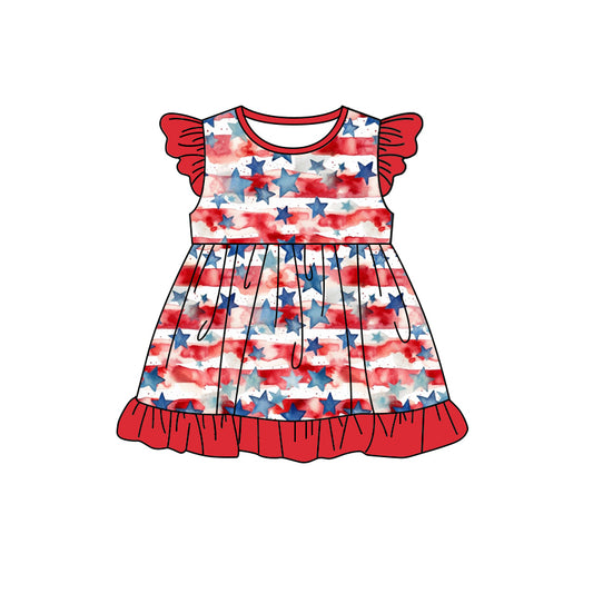 GSD1141 4th of July Cute Baby Girls Wear Short Sleeve Kid Dresses