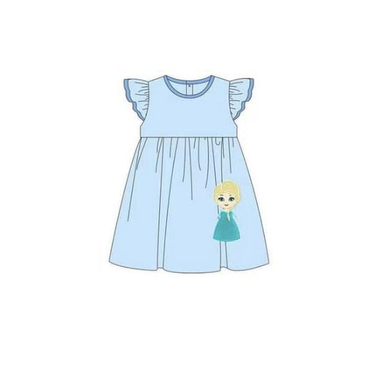 GSD1147 Blue Cute Princess Baby Girls Party Wear Short Sleeve Kid Dress
