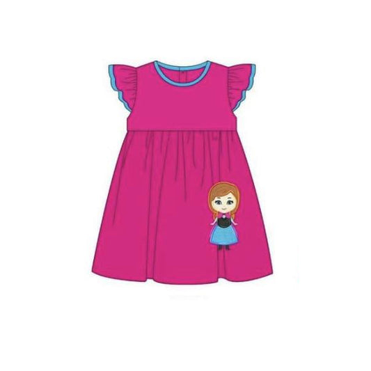 GSD1149 Rose Red Cute Princess Baby Girls Party Wear Short Sleeve Kid Dress