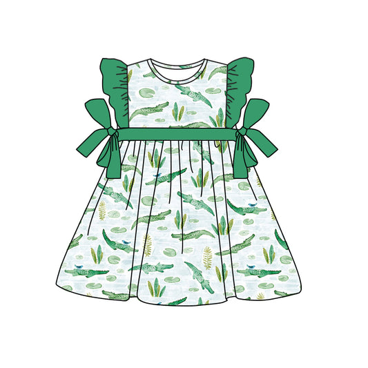 GSD1151 Green Cute Baby Girls Party Wear Short Sleeve Kid Dress